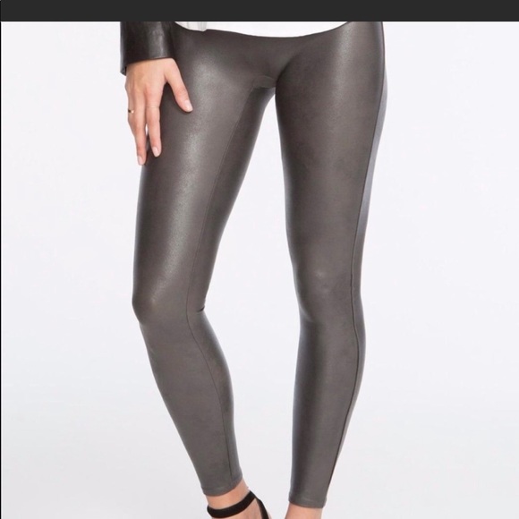 SPANX Pants - Spanx Faux leather high waisted leggings Steel MED